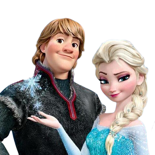 Pim en Sanne afgebeeld als Kristof en Elsa uit Frozen
